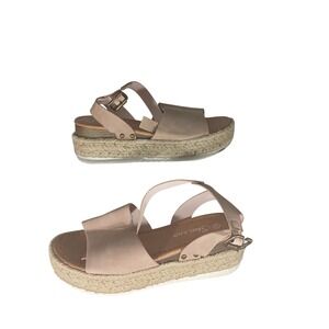 Shoeland Legossa Platform Espadrille Sandals 6.5 Blush Pink Boho Wedge Summer